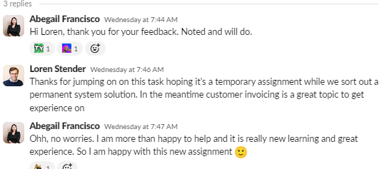 Commendation - Positive attitude on new assignments